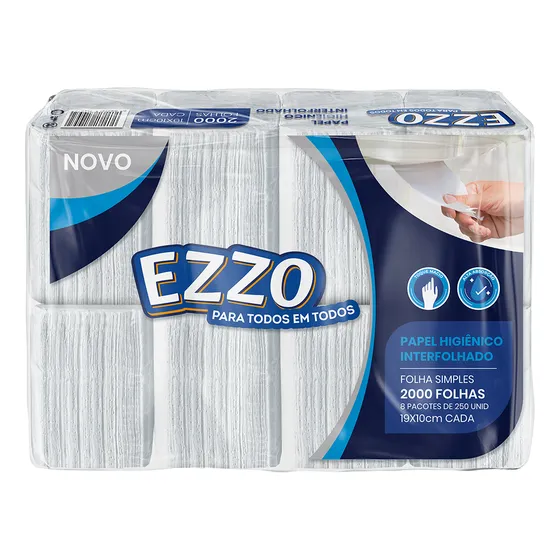 Kit 2 Papel Higiênico Interfolhado 2000 Folha Simples