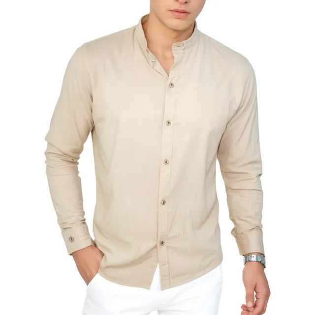 Camisas Cuello Neru Para Hombre | Manga Larga | Algodon 