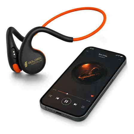 Fone Ouvido Bluetooth Sem Fio X7 Condução Óssea Esportes Mp3 Laranja E Preto