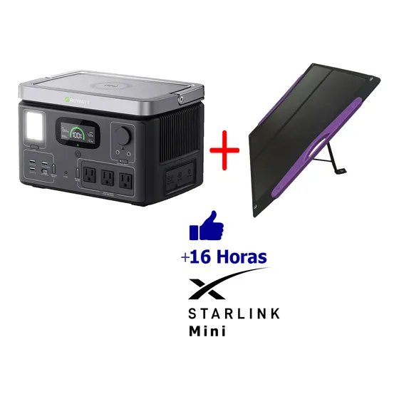 Kit Solar Portátil Tip Ecoflow Ideal Starlink Marca Growatt
