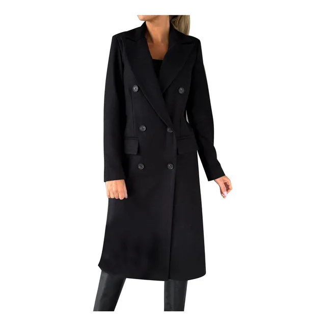 Abrigo Largo Sherpa Para Mujer Cuello Solapa Frente Abierto