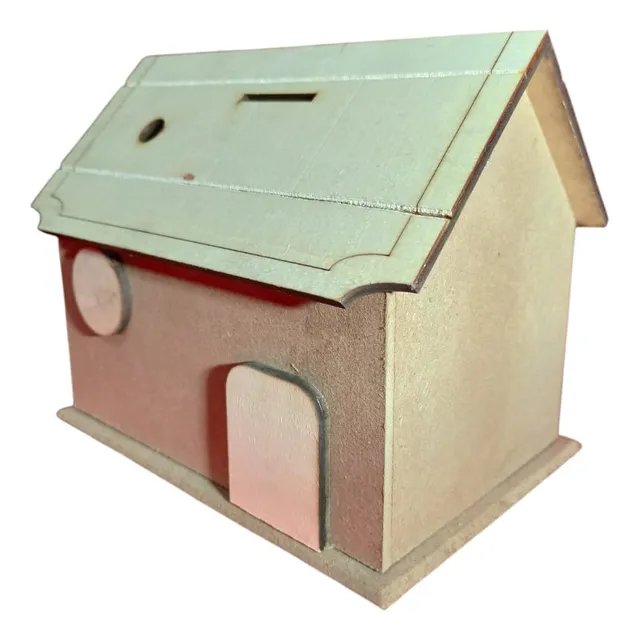 Creaciones Hr Casa Alcancía Mdf Rectangular 20x16x16cm.