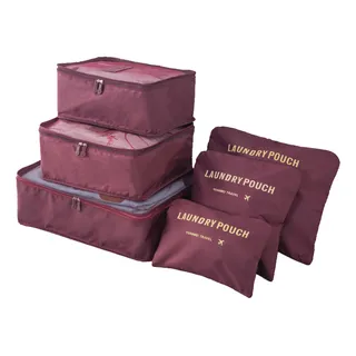 Kit Organizador De Mala Viagem Necessaire 6 Peças Cor Marsala Kit Organizador De Mala Viagem Necessaire 6 Peças Cor Marsala