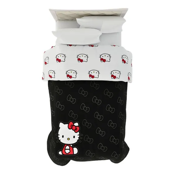 Edredón Reversible De Microfibra Franco Hello Kitty , Twin