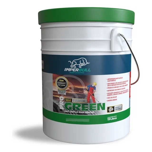 Impermeabilizante Imperbull Llanta 10 Años Color Verde 19l Verde