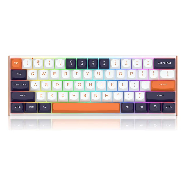 Teclado Mecánico Redragon Fidd K683 Color Blanco Naranja Negro Led Rgb Switches Magneticos 8khz Polling Rate 60% Usb