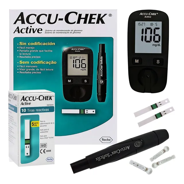 Medidor de glucosa y glucosa Accu Chek Active Kit de Roche