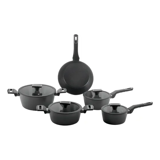 Jogo De Panelas Brinox Cerâmico 5 Pçs Carbon Ceramic Indução Cor Preto