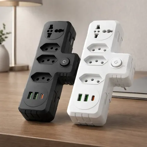 Adaptador Benjamin Tomada Extensao 6 em 1 Universal 3 Entradas + 2