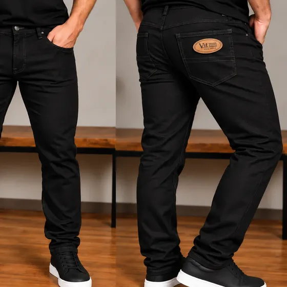 Calça Jeans Masculina Tradicional Reforçada Com Elastano