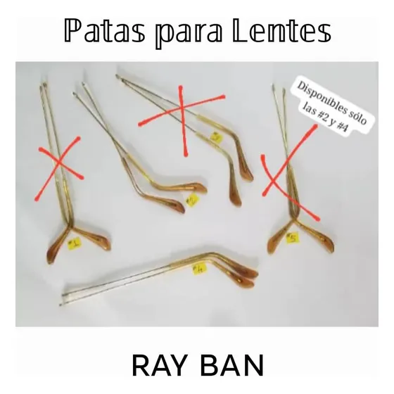 Lentes Rayban. Pata Para Lentes Rayban Originales. El Par.