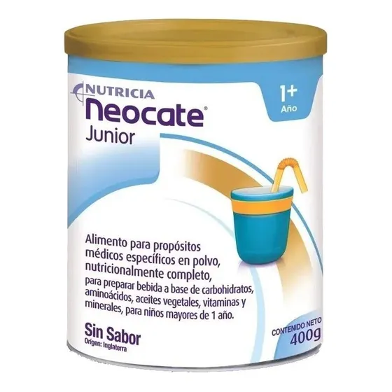 Leche de fórmula en polvo sin TACC Nutricia Neocate Junior sabor neutro en lata de 1 de 400g - 1 a 10 años