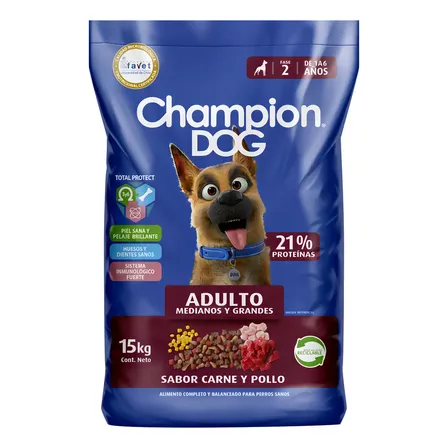 Champion Dog Alimento Perro Adulto Carne Y Pollo 15 Kg