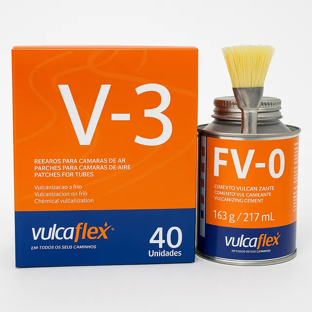 Remendo A Frio V-3 + Cola Cimento Fv-0 Carro, Moto Vulcaflex