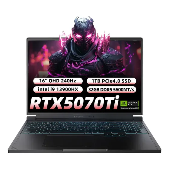 Nvidia Geforce Rtx5070 Ti Thunderobot I9-13900hx Rs16 DDR5 32 Gb RAM 1 Tb SSD 16'' QHD 240 Hz Windows 11 Pro Español latino