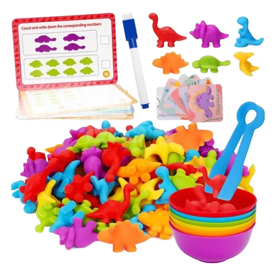 Juego De Conteo De Dinosaurios Montessori 