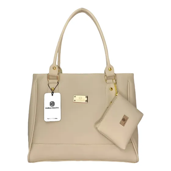 Bolsos Dama Cartera De Mujer Karla Chacon + Accesorio Color Beige