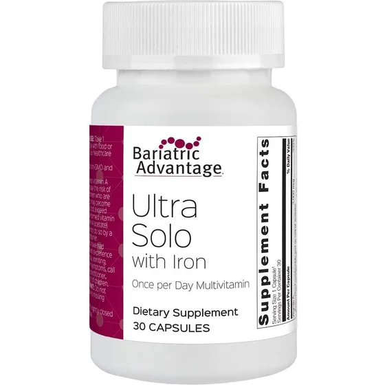 Suplemento Bariatric Advantage Ultra Solo Con Hierro, 30 Cáp