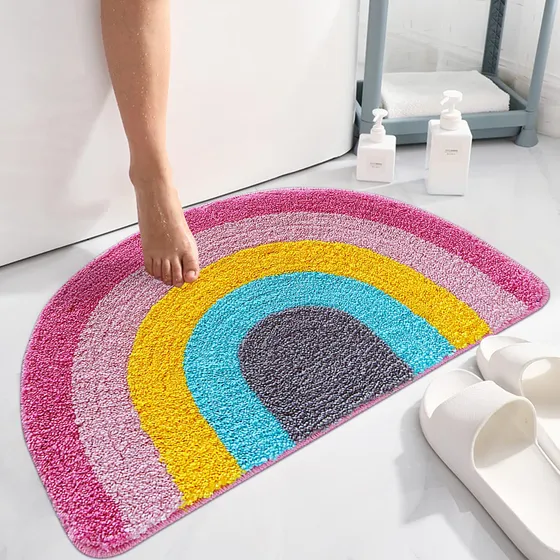 Lacomfy Alfombra Baño Medio Circulo Absorbente Agua Ducha X