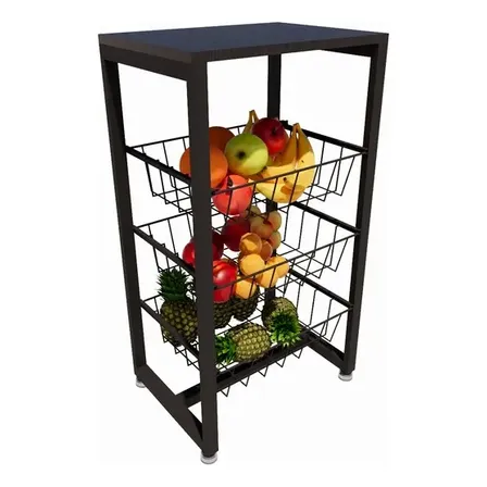Fruteira De Mesa Belolar Reforçada Cesto Removivel Preto