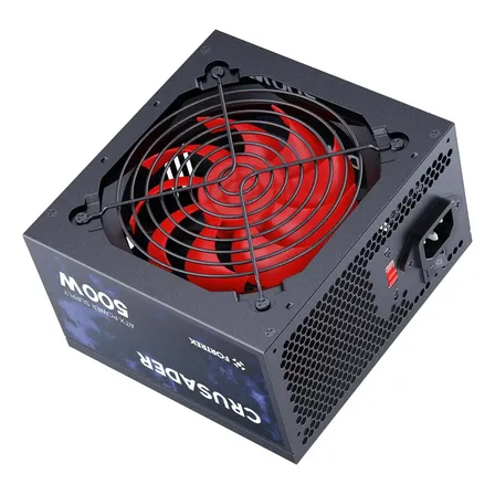 Fonte Gamer ATX Fortrek Crusader 500W Preta Bivolt Conector 6+2 Cooler 120mm
