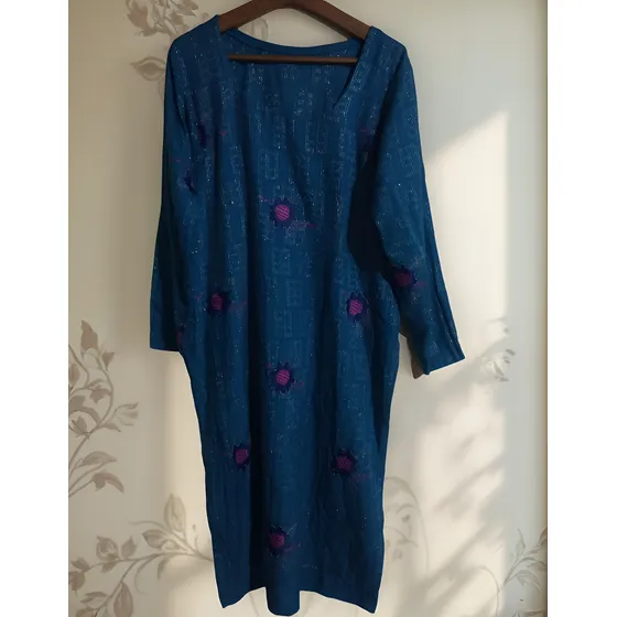 Camisa Pakistani Para Mujer Color Azul Con Brillos
