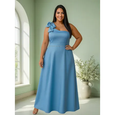 Vestido Festa Plus Size De Um Ombro Só Laço Envios24h G1g2g3
