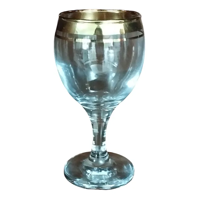 Juego De 6 Copas De Cristal Con Borde Oro Para Vino O Agua