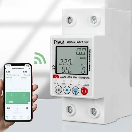 Medidor Elétrico Inteligente Tivui Wi-fi Tuya Switch Protetor 60a Medidor De Energia Bidirecional Para Circuitos Monofásicos De 127 V/220 V Com Controle Remoto Inteligente Via Wi-fi Para Disjuntores