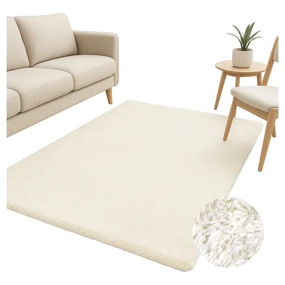 Alfombra Pelo 200x240cm Dakota Suave Antideslizante Multiuso Living Dormitorio Color Blanco