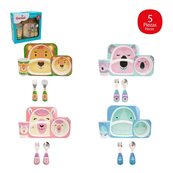 Juego Platos Bebe Vaso Cubiertos Set Kit Alimentacion Niño