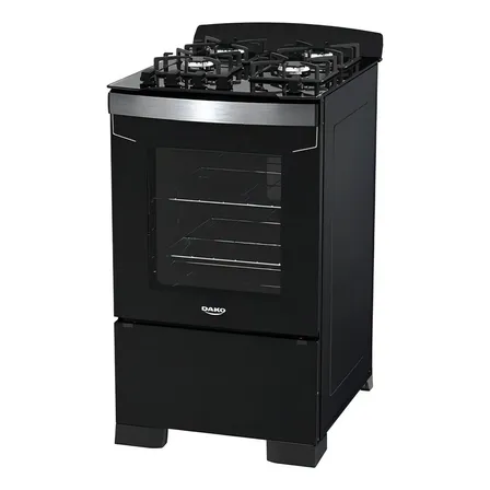 Fogão 4 Bocas Preto A Gás Com Mesa De Vidro Dako Diplomata 127/220v