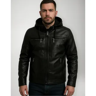 Jaqueta Couro Masculina Slim Forrada Com Capuz Removivel Jaqueta Couro Masculina Slim Forrada Com Capuz Removivel