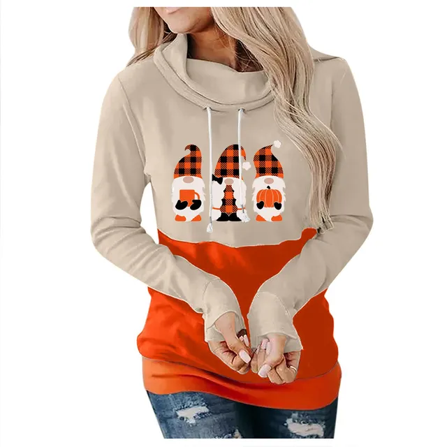 Sudadera Capucha Para Mujer Agujero Pulgar Manga Larga Gnomo