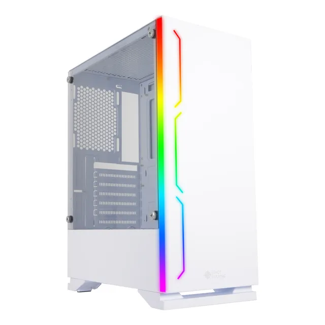 Gabinete Gamer Shot 8335 Cristal Templado Rgb Frontal Blanco