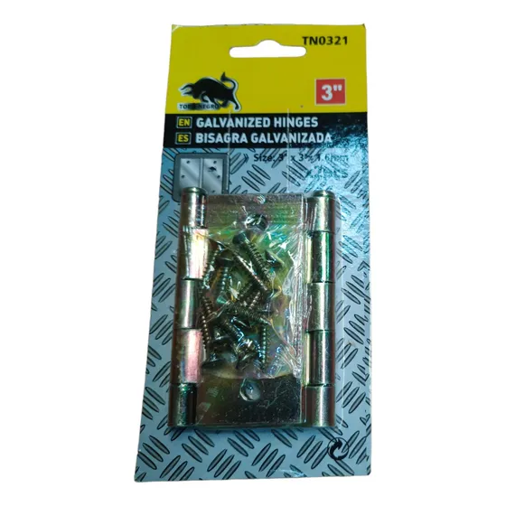 2 Bisagra Galvanizada Zincada 2pc 3 Pulgadas + 12 Tornillo