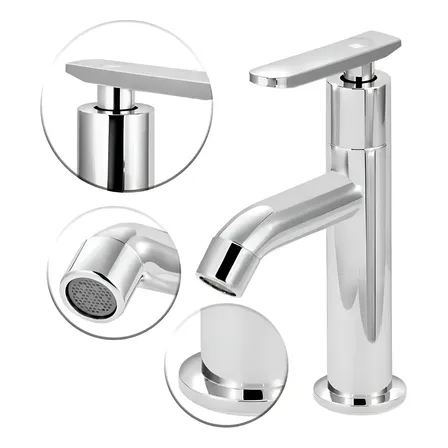 Torneira Bica Alta De Banheiro Mesa Cuba Premium Abs Cromo Prateado