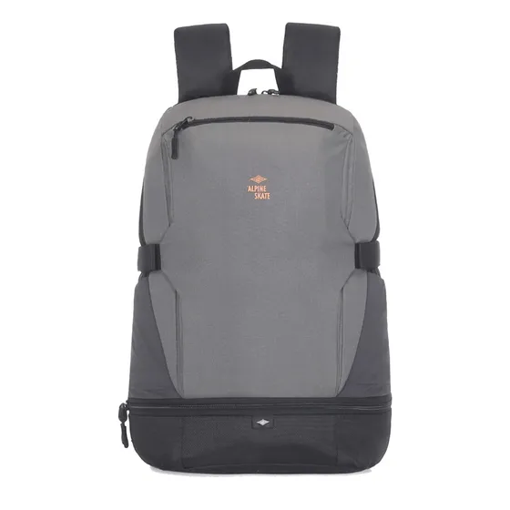 Mochila Escolar Grande Notebook Viaje Acolchada Reforzada Color Gris oscuro Diseño de la tela Liso