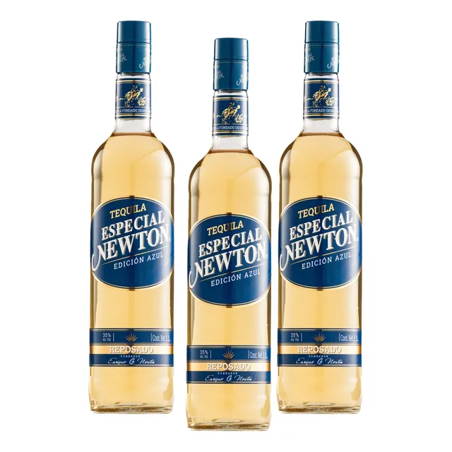 Tripack Tequila Especial Newton Azul Reposado 1000 Ml