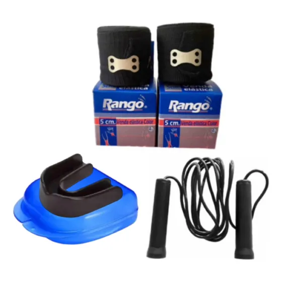 Kit Boxeo Protector Bucal+ Vendas 3 Mt+ Soga De Salto Oferta