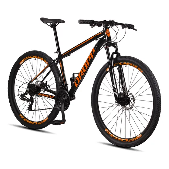 Bicicleta Aro 29 Dropp Sw 24v Câmbio Shimano Mtb Alumínio Cor Preto E Laranja Tamanho Do Quadro 19