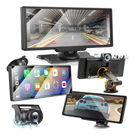 Central Multimidia Universal Estéreo Usb 10.26'' Carplay Portátil 4k C/ Câmera Espelha Preto