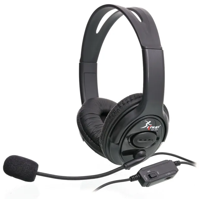 Auriculares Gamer Knup KP-352 con micrófono, cable de 1.2m, color negro