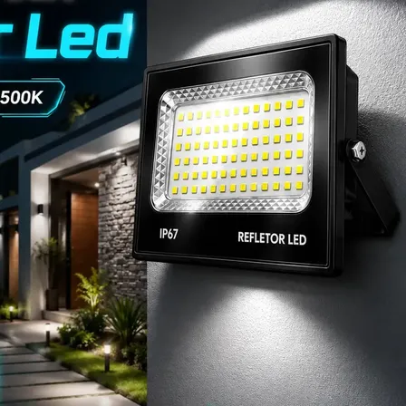 Kit 4 Holofote Refletor Super Led 300w Luminária Cor Da Luz Branco Frio 6500k Ip67 Bovolt Preto