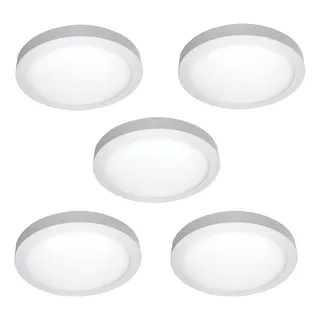 Paquete 5 Lamparas Led 12w Sobreponer L/bca Plafon Tianlai Color Blanco