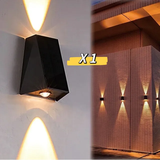 Aplique Bidireccional 2led Panel Solar Luz Cálida Fría Rgb-p