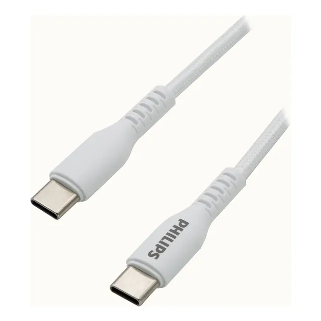 Cable Philips Usb-c A Usb-c 1m 30w Max Blanco Trenz Dlc8701