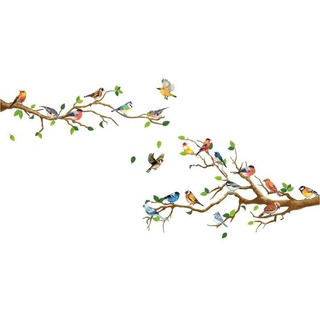 Sticker Vinil Decorativo Primavera Aves Pájaros En 2 Ramas Sticker Vinil Decorativo Primavera Aves Pájaros En 2 Ramas