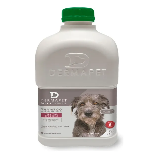 Shampoo Groom Perros Dermapet All Fit Todo Tipo De Pelo 1lt Fragancia Manzana