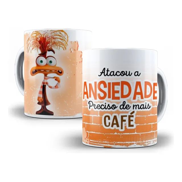 Caneca Divertidamente Meme Ansiedade Porcelana Personalizada